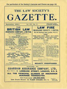 First page of The Law Society Gazette, September 1919 edition