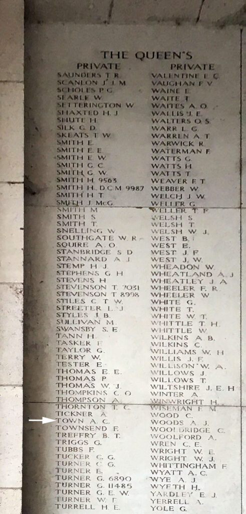 Image of large stone panel from Menin Gate, Ypres, First World War memorial to British soldiers.